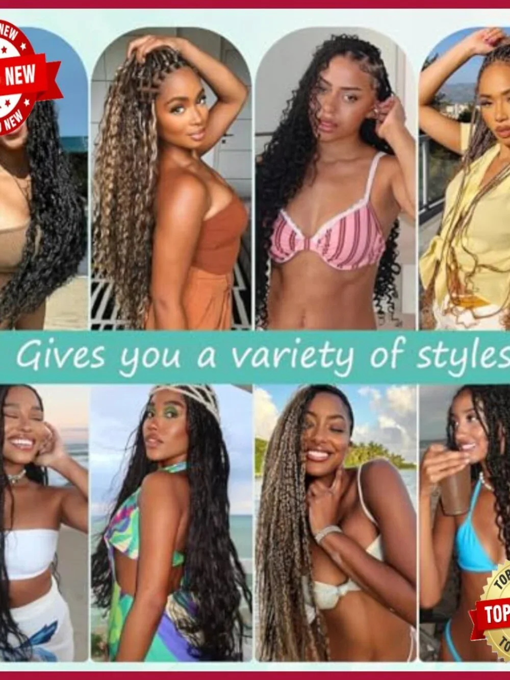 200g 20 Inch Deep Wave Human Hair Extensions for Boho Braids 5 Bundles